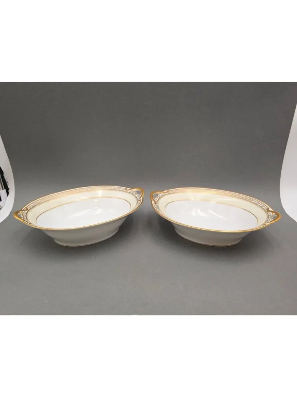 Antique Noritake Chanfaire Oval Vegetable Bowl Set 2 Hand Painted Art Deco